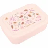 Lunch box 3 compartiments en silicone Fleurs rose