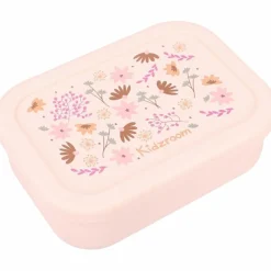 Lunch box 3 compartiments en silicone Fleurs rose