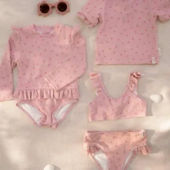 Maillot de bain manches longues 1 pièce à volants Sunny Flowers Blush (6-12 mois)