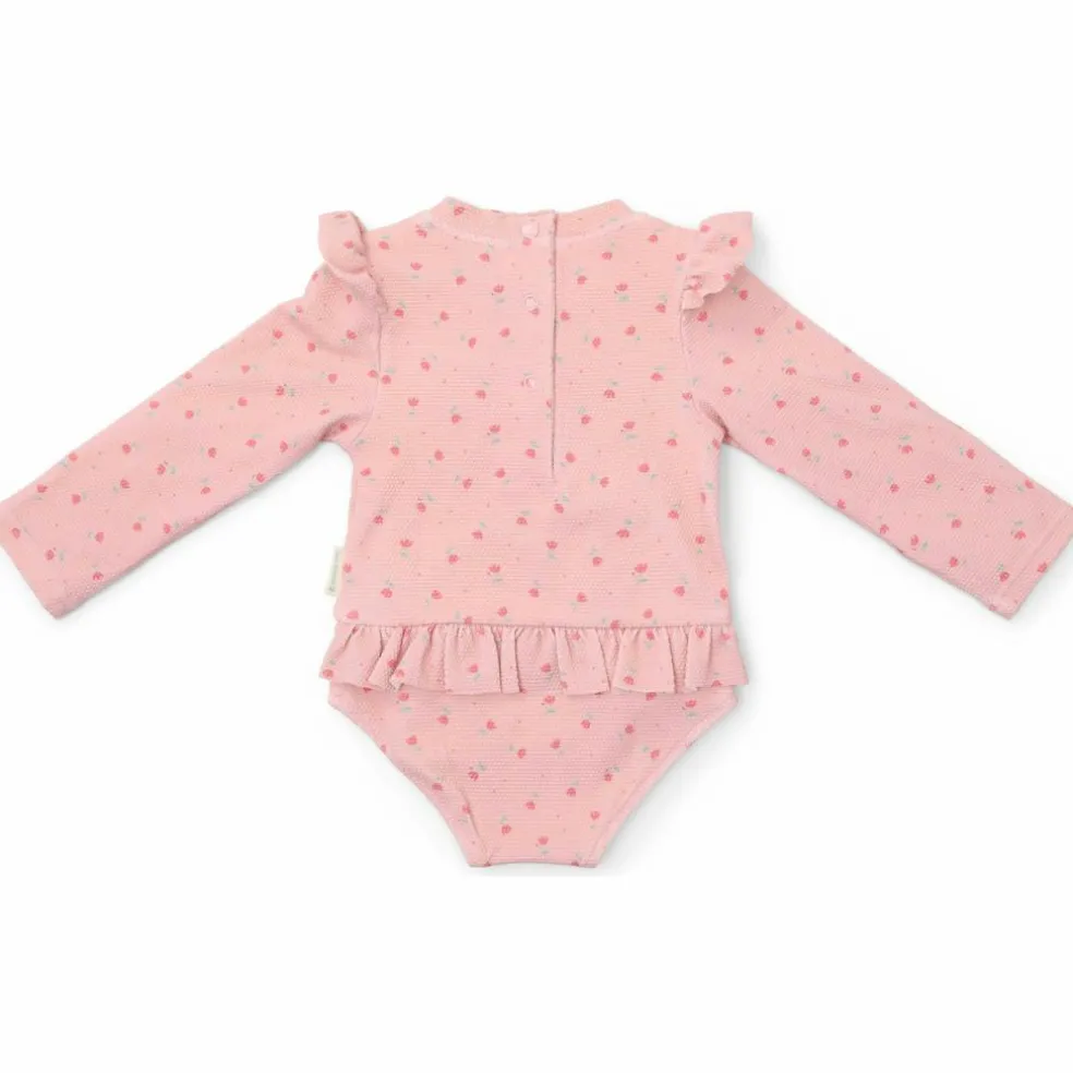 Maillot de bain manches longues 1 pièce à volants Sunny Flowers Blush (6-12 mois)