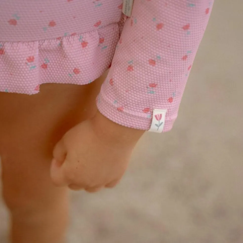 Maillot de bain manches longues 1 pièce à volants Sunny Flowers Blush (6-12 mois)