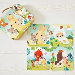 Malette de 4 petits puzzles Animaux de la ferme (6 à 16 pièces)