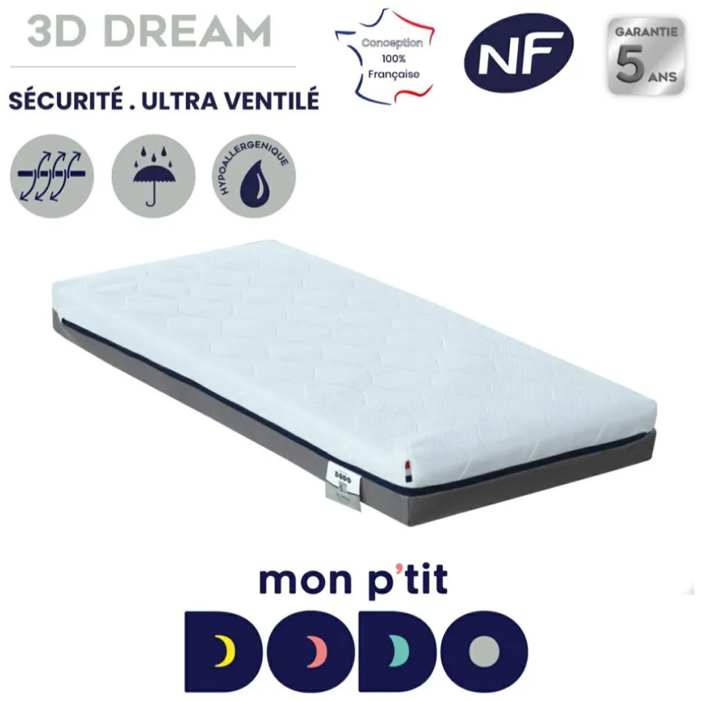 Matelas 3D Dream déhoussable (60 x 120 cm)
