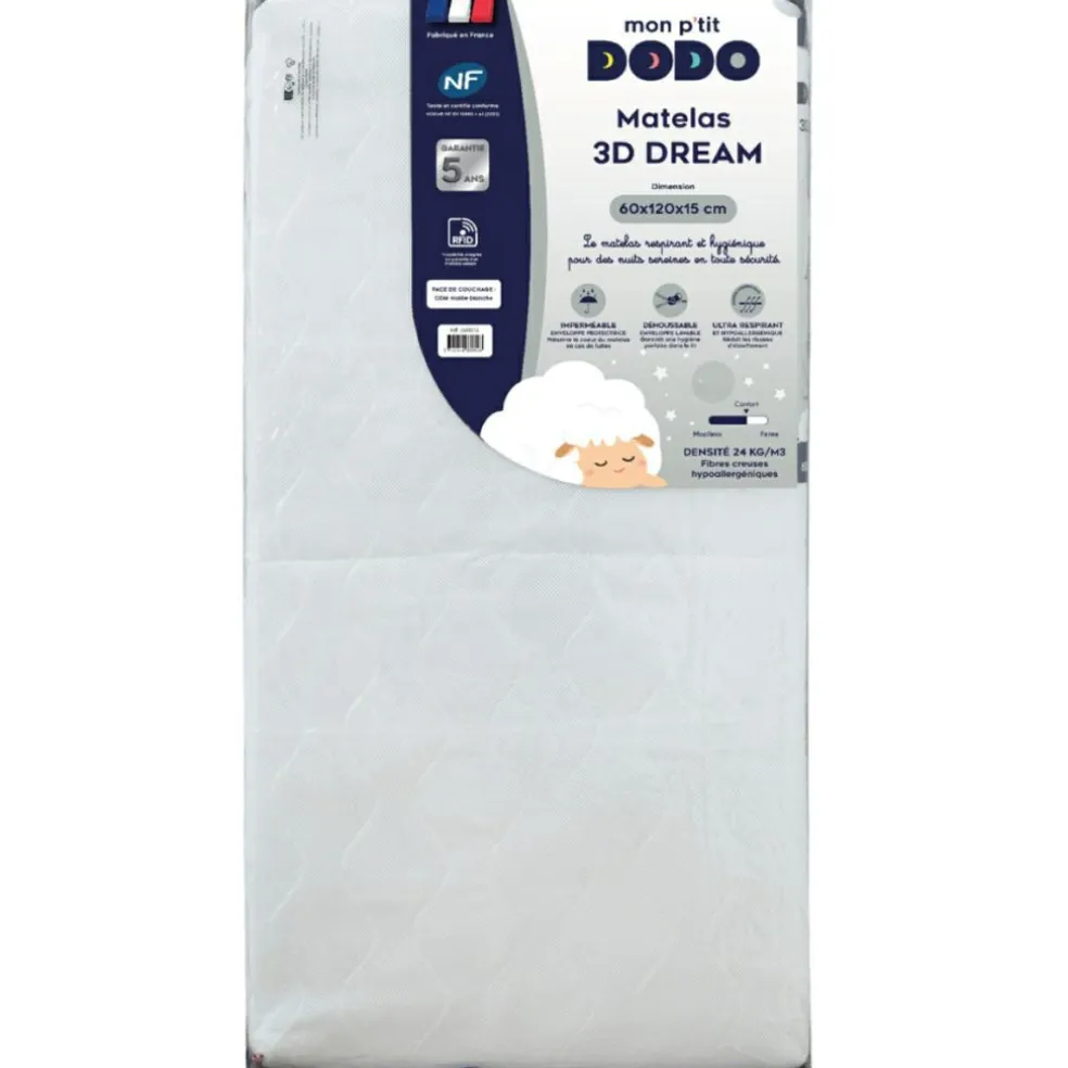 Matelas 3D Dream déhoussable (60 x 120 cm)