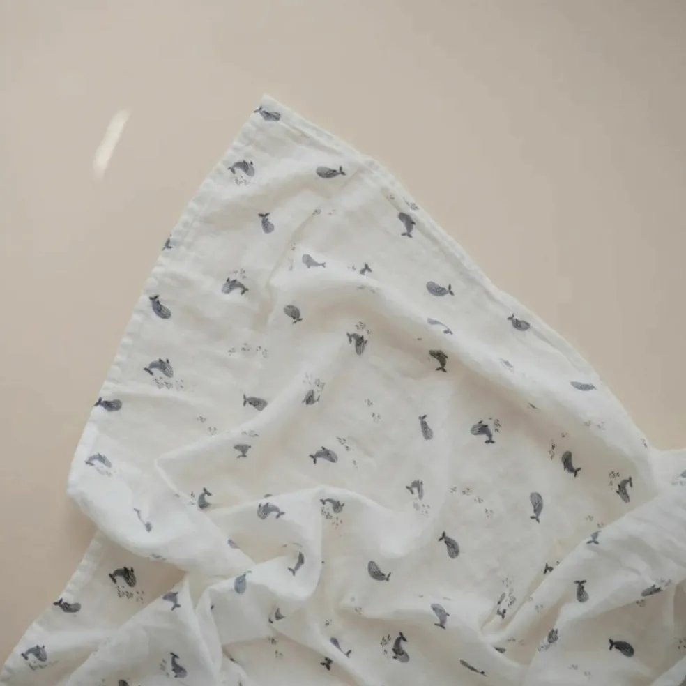 Maxi lange en coton bio Baleine (120 x 120 cm)