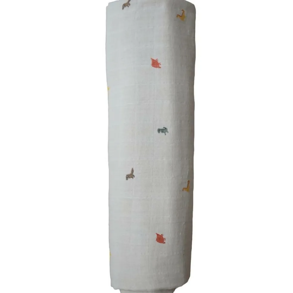 Maxi lange en coton bio Dinosaure (120 x 120 cm)