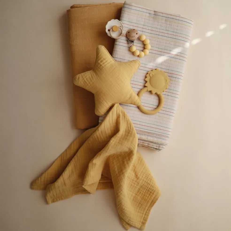 Maxi lange en coton bio Fall yellow (120 x 120 cm)