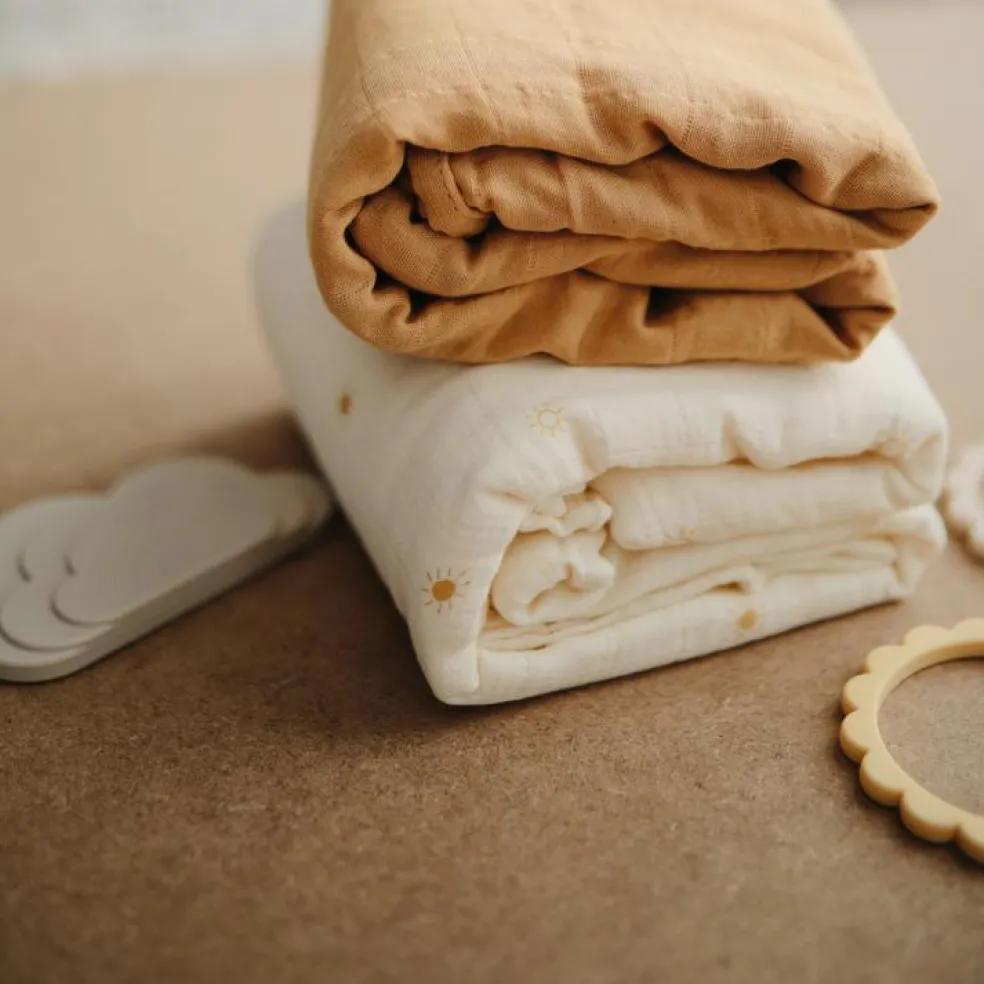 Maxi lange en coton bio Fall yellow (120 x 120 cm)