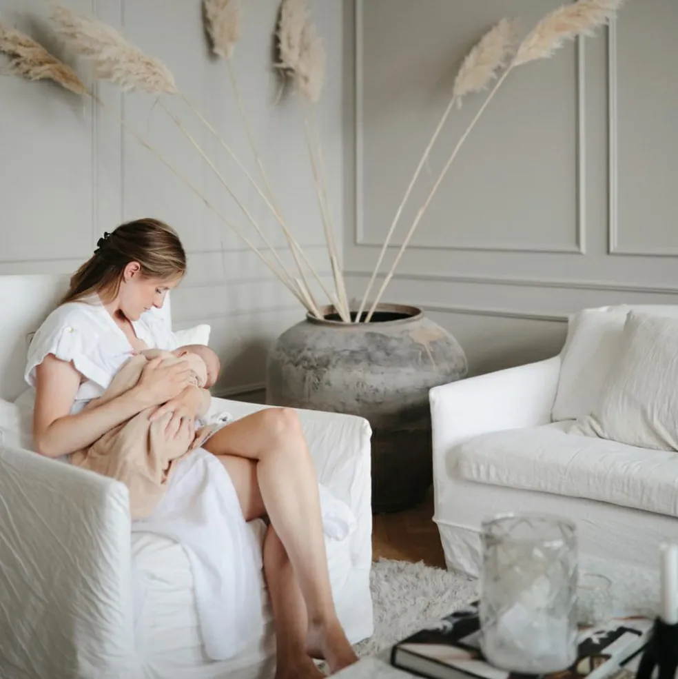 Maxi lange en coton bio Pale Taupe (120 x 120 cm)