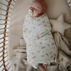 Maxi lange en coton bio Pink Flowers (120 x 120 cm)