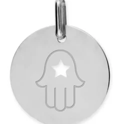 Médaille main de Fatma ajourée personnalisable (or blanc 375°)