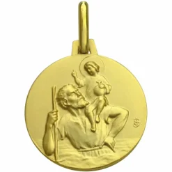Médaille ronde Saint Christophe 18 mm (or jaune 750°)
