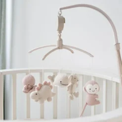 Mobile musical Animals vieux rose-warm linen