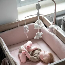 Mobile musical Animals vieux rose-warm linen