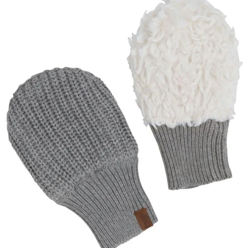 Moufles bébé en teddy coton bio Soul gris (0-6 mois)