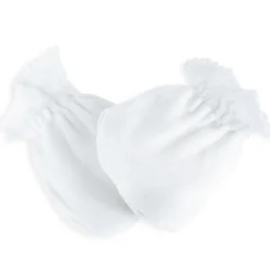Moufles de naissance en coton blanches