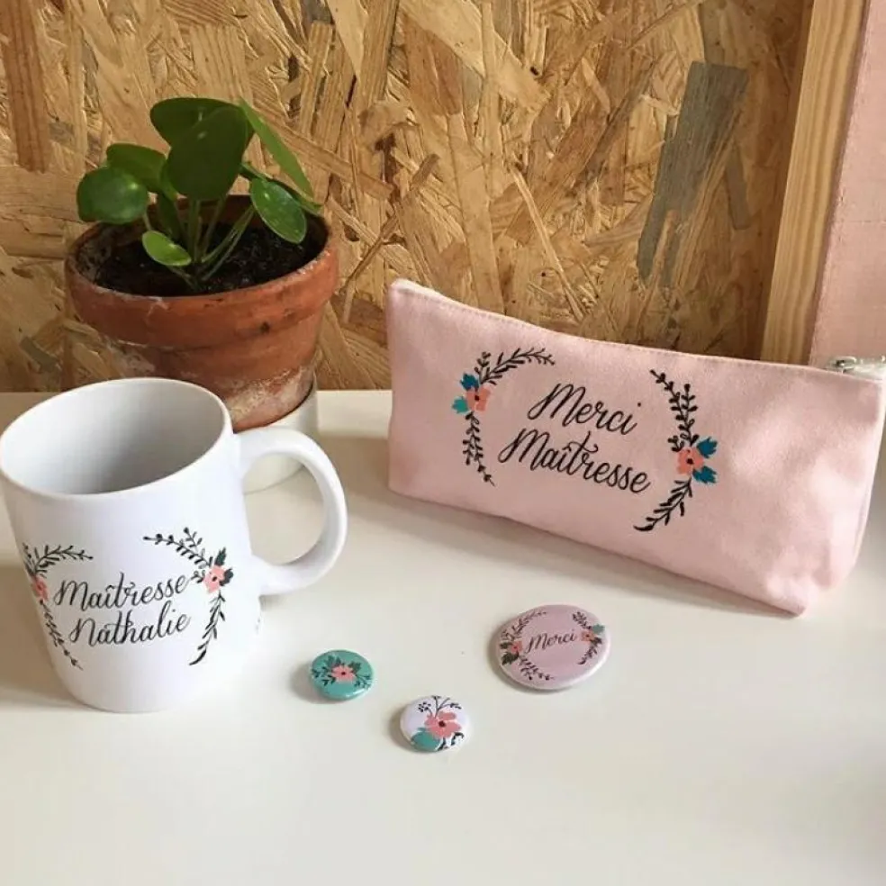 Mug Maîtresse Fleurs (personnalisable)