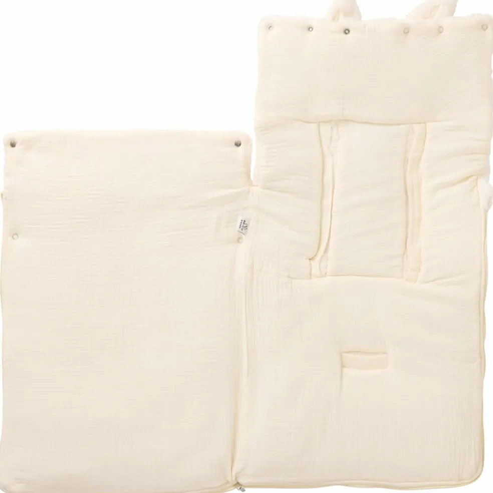 Nid d’ange fausse fourrure doublé gaze de coton ivoire (0-6 mois)