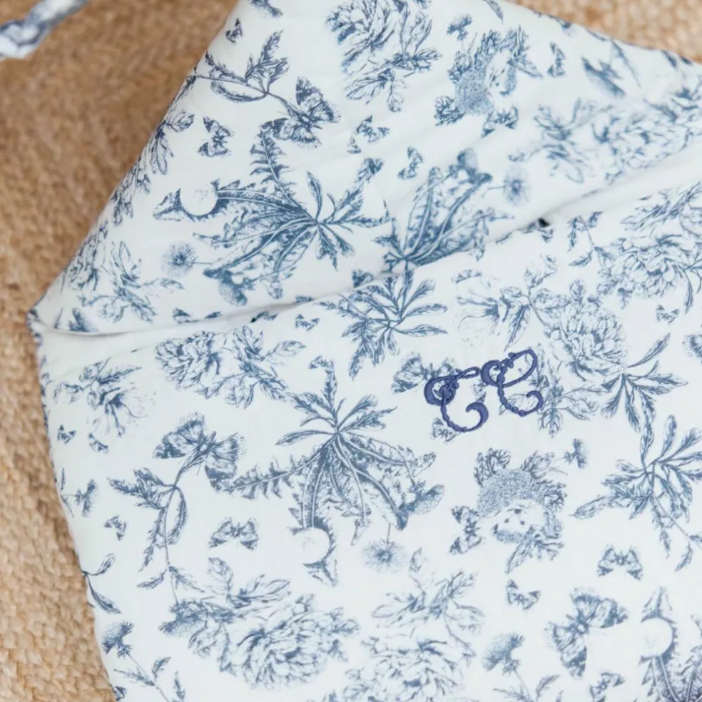Nid d'ange passe sangle Toile de Jouy bleu
