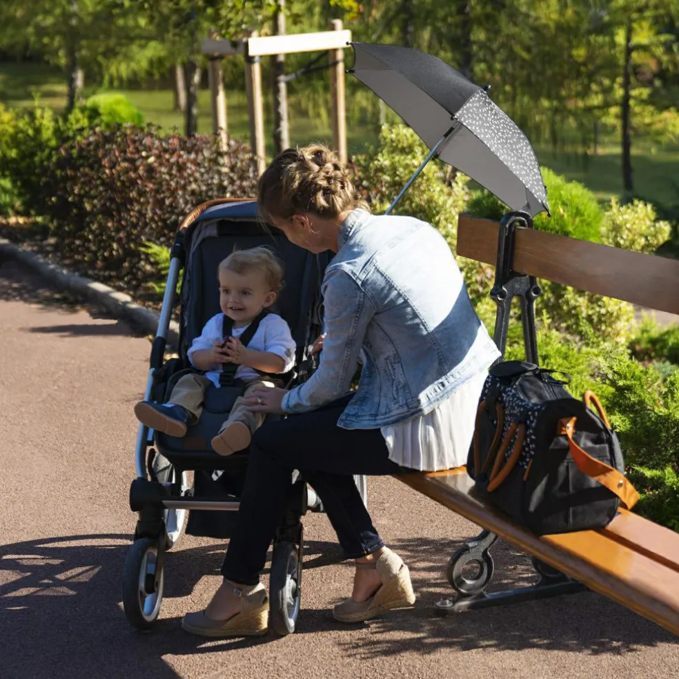 Ombrelle pour poussette blanche et noire