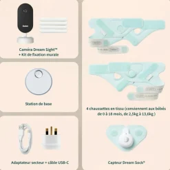 Pack chaussette connectée Dream Sock Dusty Rose + Dream Sight Cam (0-18 mois)