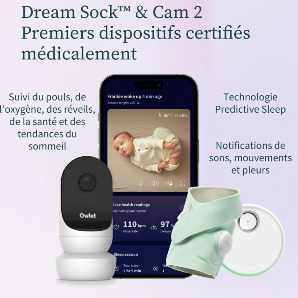 Pack Chaussette connectée Dream Sock + Cam2 bleu sommeil (0-18 mois)