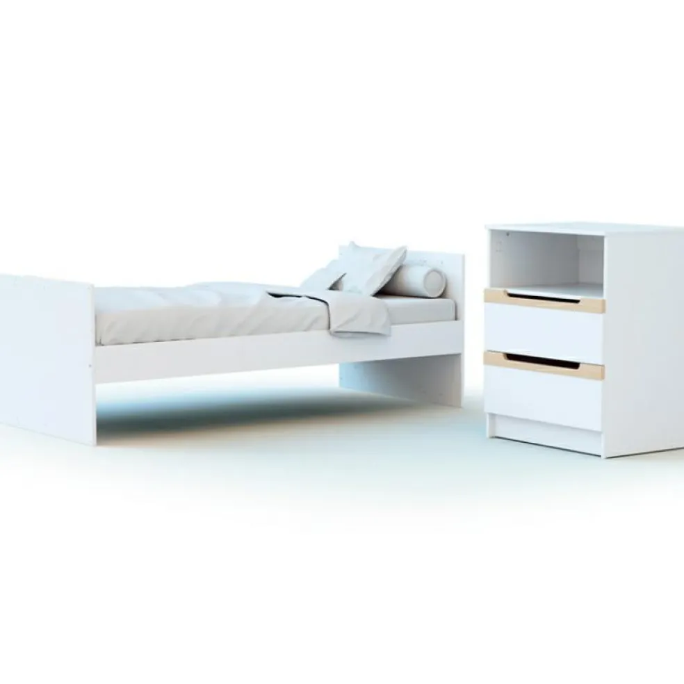 Pack duo lit bébé évolutif et commode à langer en bois de hêtre verni Carrousel blanc