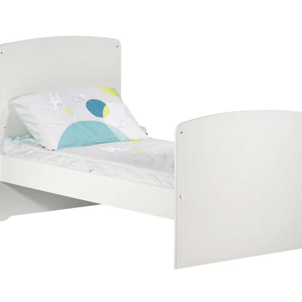 Pack duo lit bébé évolutif Little Big Bed blanc et commode à langer coeur rose New Basic