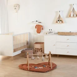 Panier à langer en jonc tressé avec matelas (70 x 50 cm)