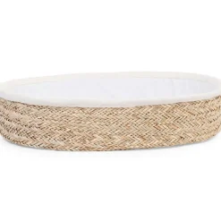 Panier à langer en jonc tressé avec matelas (70 x 50 cm)