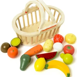 Panier de 13 fruits et légumes en bois