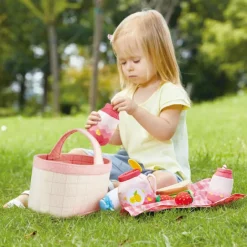Panier de pique-nique et accessoires en tissu (14 pièces)