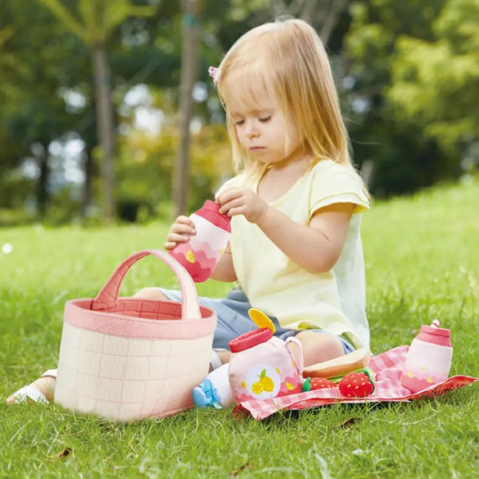 Panier de pique-nique et accessoires en tissu (14 pièces)