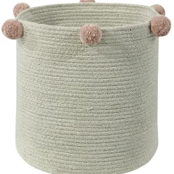 Panier de rangement Bubbly en coton naturel et rose nude (30 x 30 cm)