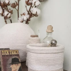 Panier de rangement en coton My Little Ones ivoire (15 x 15 x 15 cm)