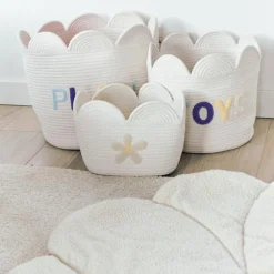 Panier de rangement Fleur écru (30 x 20 cm)