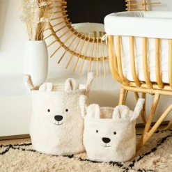 Panier de rangement Teddy écru (30 x 30 cm)