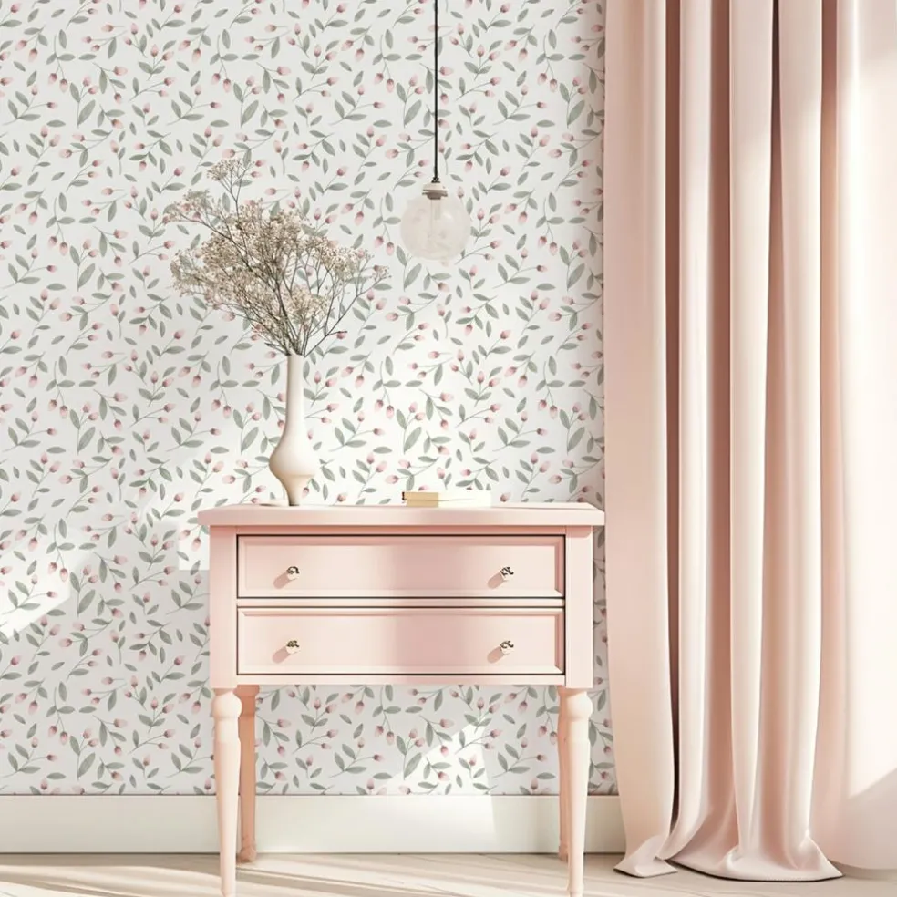 Papier peint Boutons de fleurs (50 cm x 10 m)