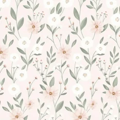 Papier peint Eclosion florale fond rose (50 cm x 10 m)