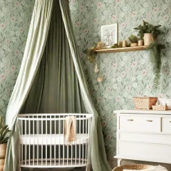 Papier peint Eclosion florale fond vert (50 cm x 10 m)