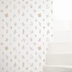 Papier peint Hirondelles et fleurs (50 cm x 10 m)