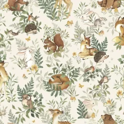Papier peint intissé Amis de la forêt beige (10 m)