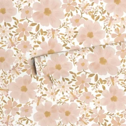 Papier peint Les fleurs fond blanc (50 cm x 10 m)