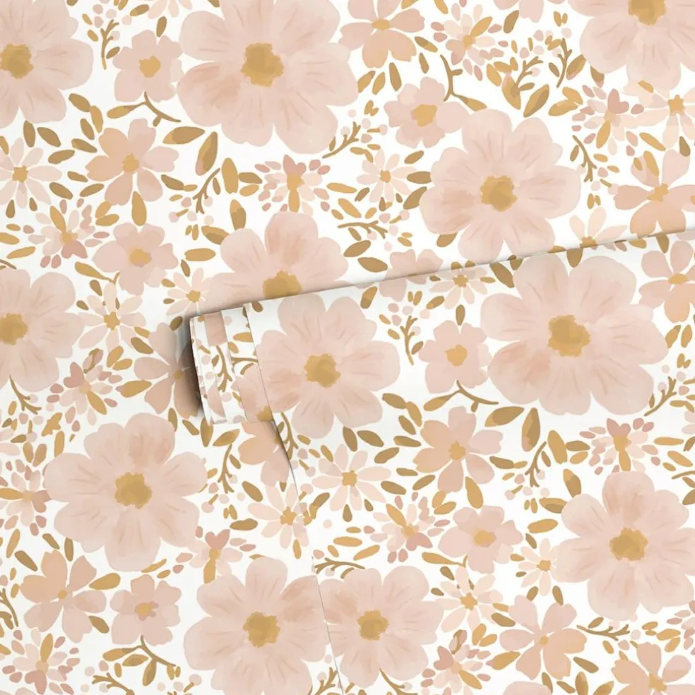 Papier peint Les fleurs fond blanc (50 cm x 10 m)