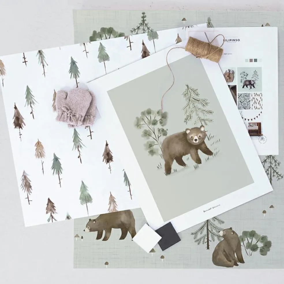Papier peint Mountain & bears (50 cm x 10 m)