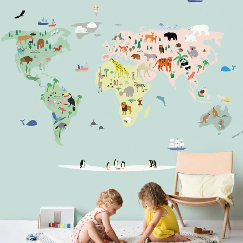 Papier peint panoramique Carte du monde (250 x 200 cm)