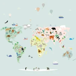 Papier peint panoramique Carte du monde (250 x 200 cm)