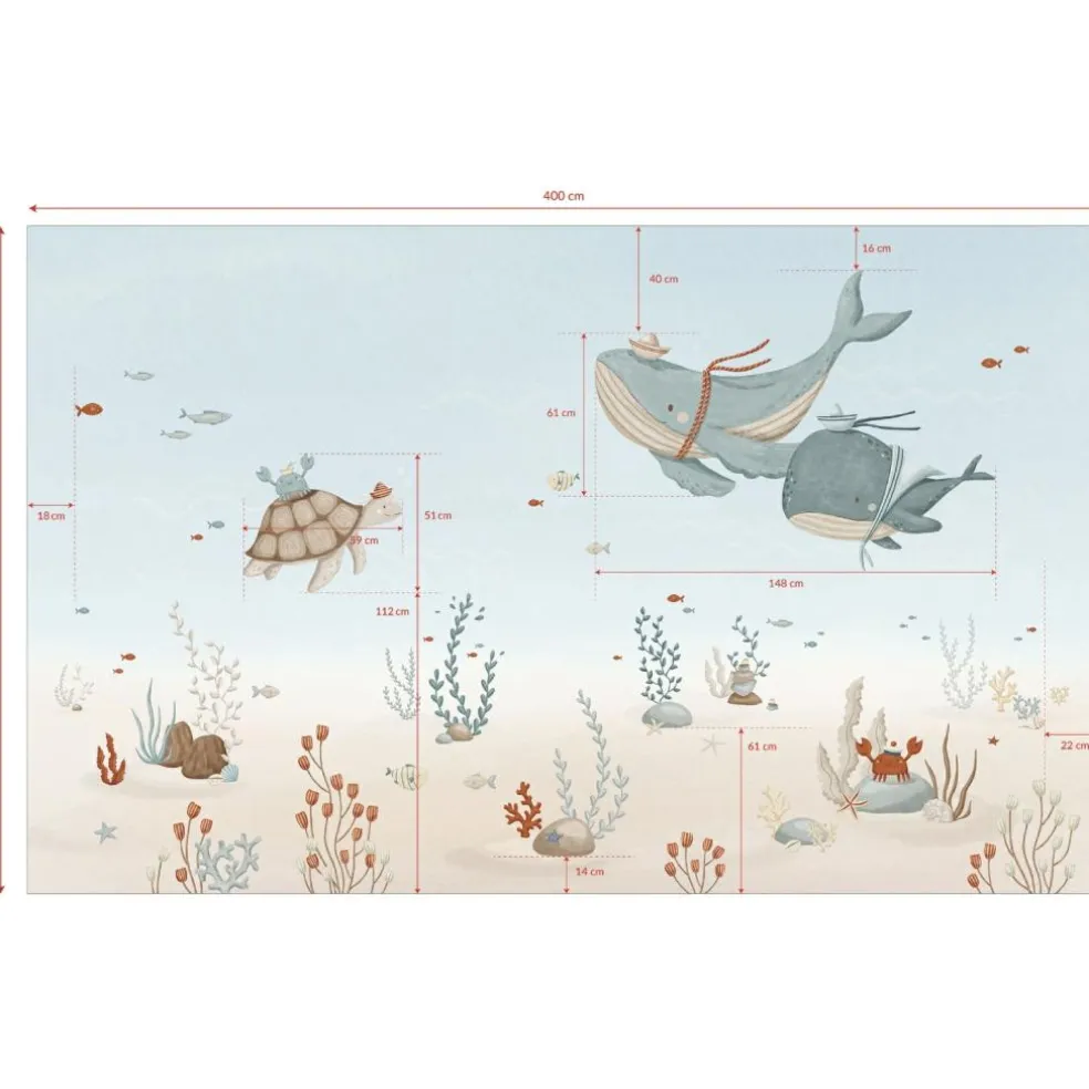 Papier peint panoramique Fonds marins les baleines