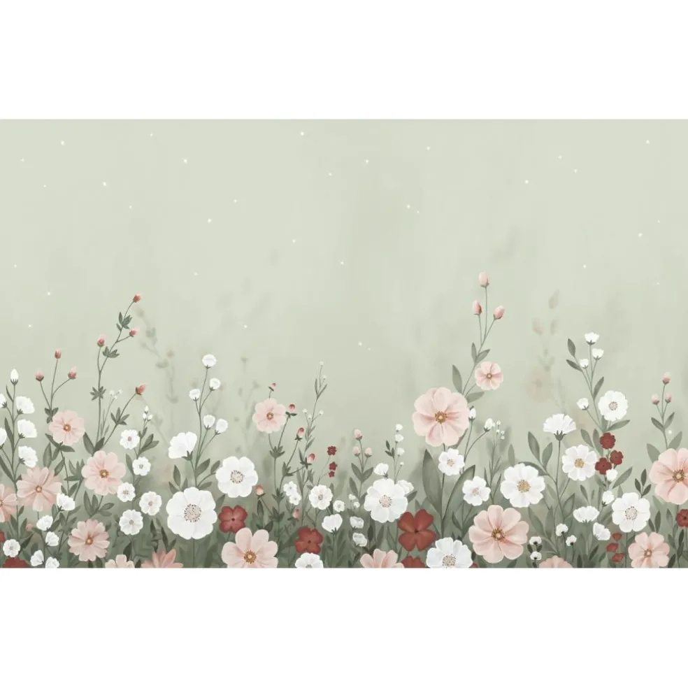 Papier peint panoramique jardin fleuri