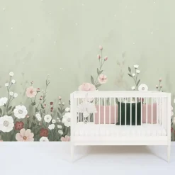 Papier peint panoramique jardin fleuri